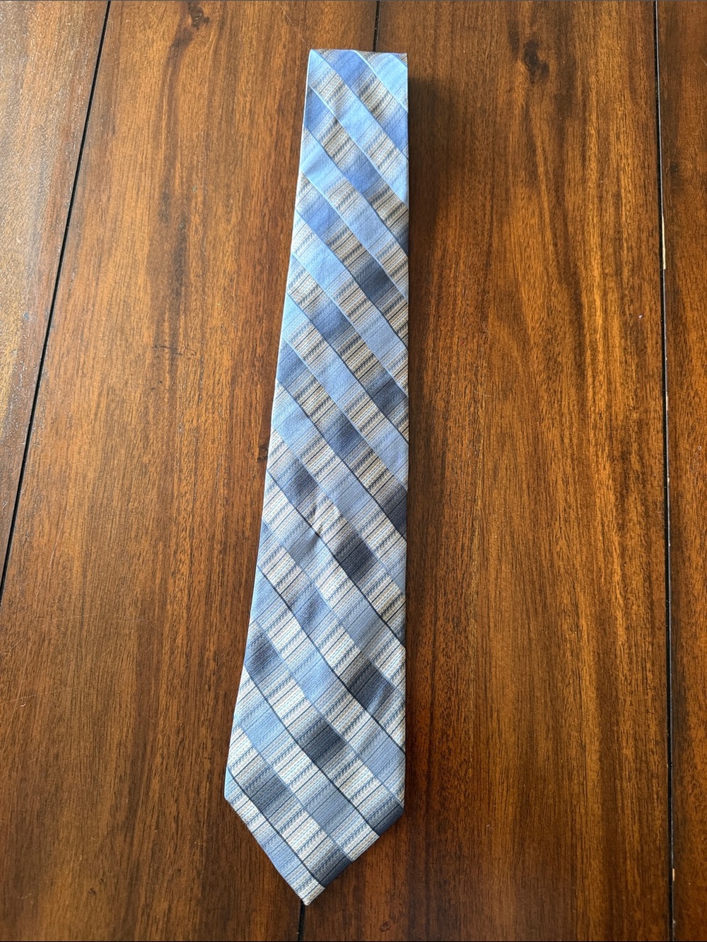 Bugatti Light Blue and Gray Plaid Men's Tie